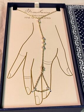 Mia Sara Gold-Tone Hand Chain Finger Bracelet - Delicate Gold Hand Harness
NEW